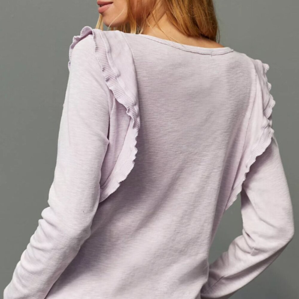 Anthropologie Eri + Ali Washed Ruffled Top Size XS